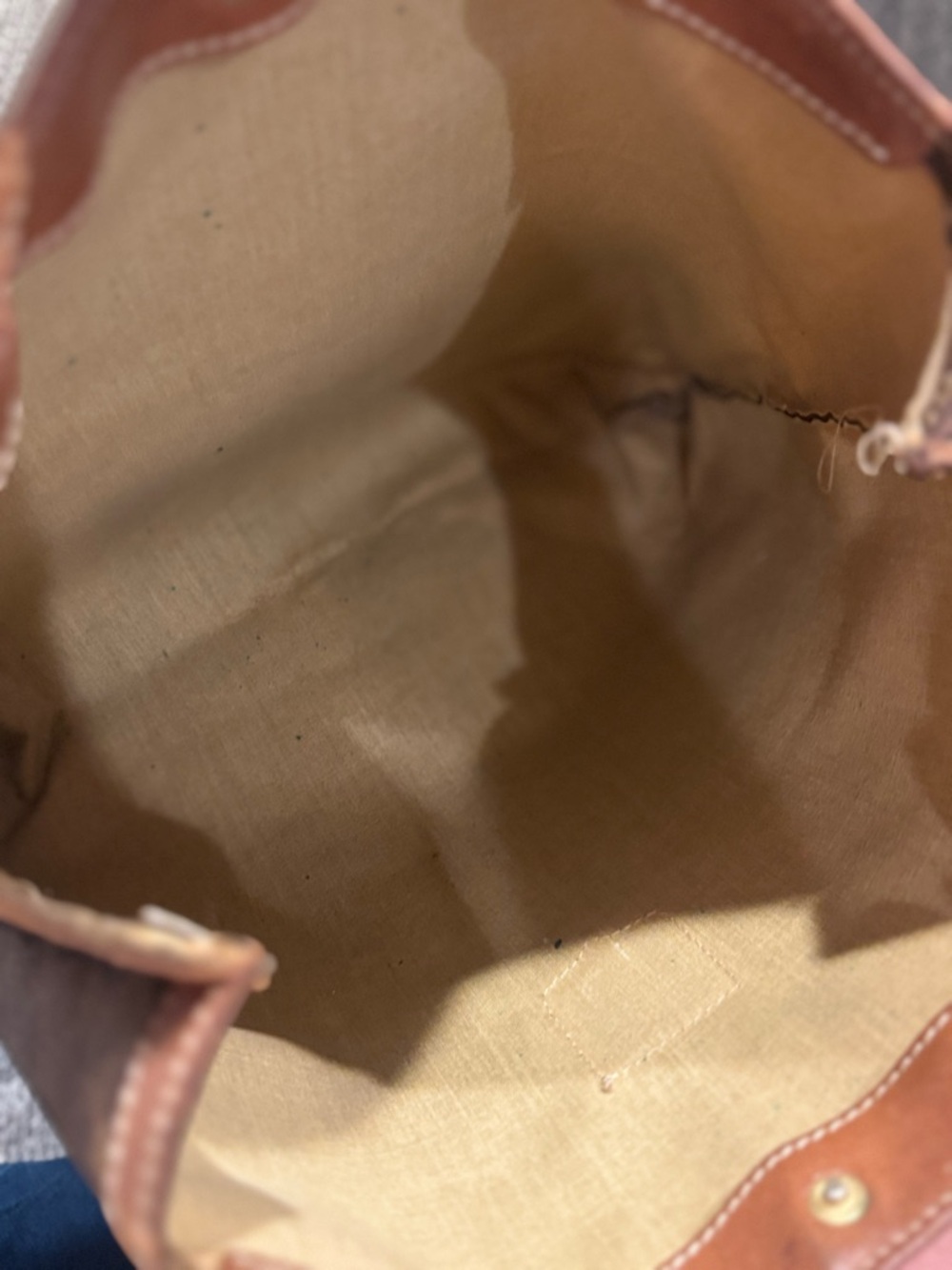 Celine Brown Monogram Canvas Tote with Tan Leather Trim - Picture 6 of 11